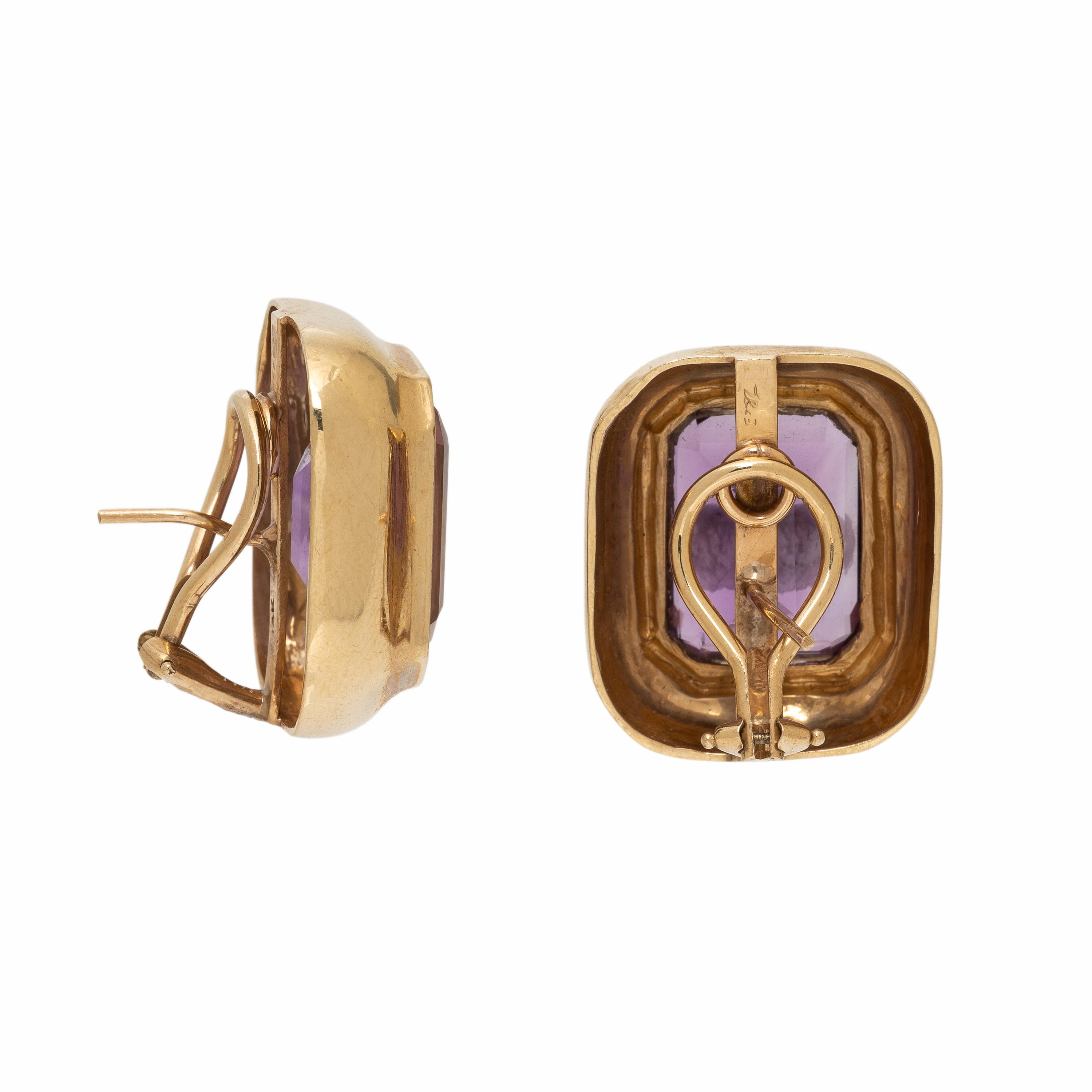 Amethyst and Yellow Gold Earrings