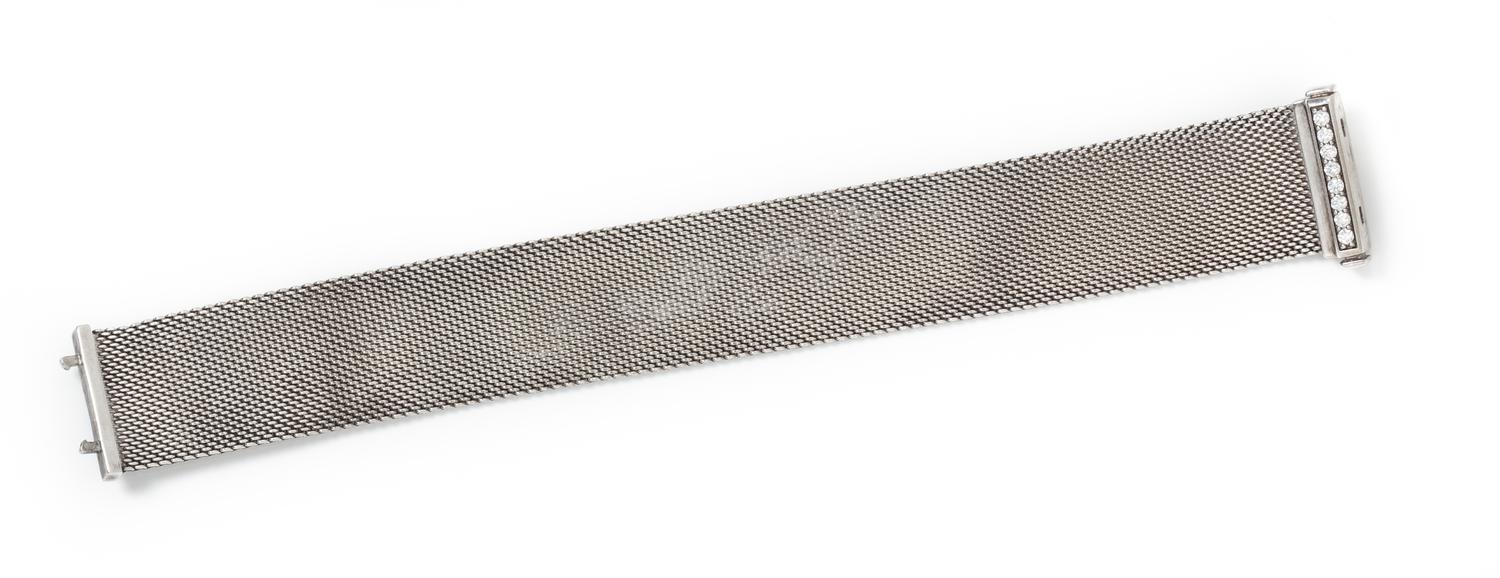 A Sterling Silver and Diamond 'Somerset' Mesh Bracelet, Tiffany & Co., 19.40 dwts.