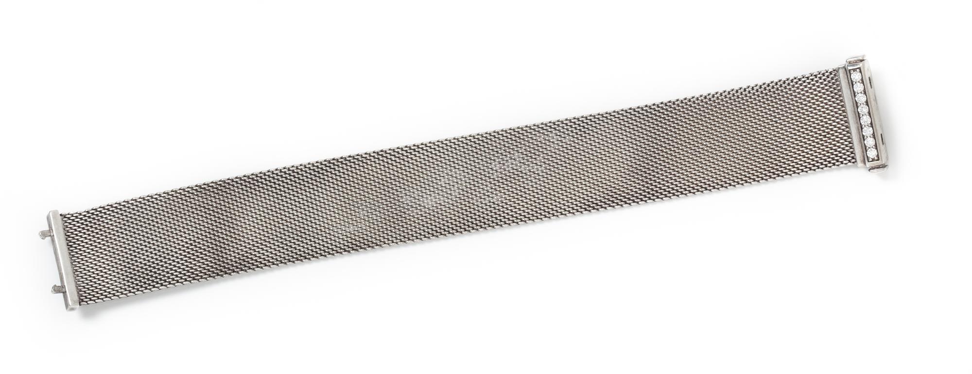 A Sterling Silver and Diamond 'Somerset' Mesh Bracelet, Tiffany & Co., 19.40 dwts.