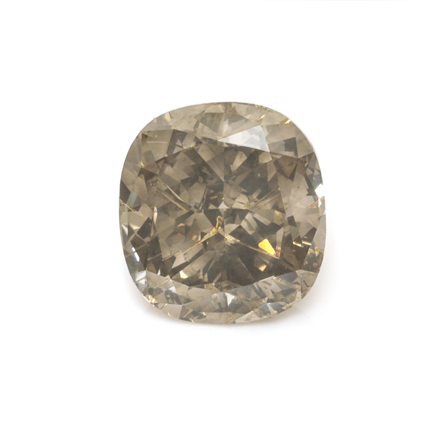 A 2.19 Carat Cushion Cut Fancy Dark Greenish Gray Diamond,