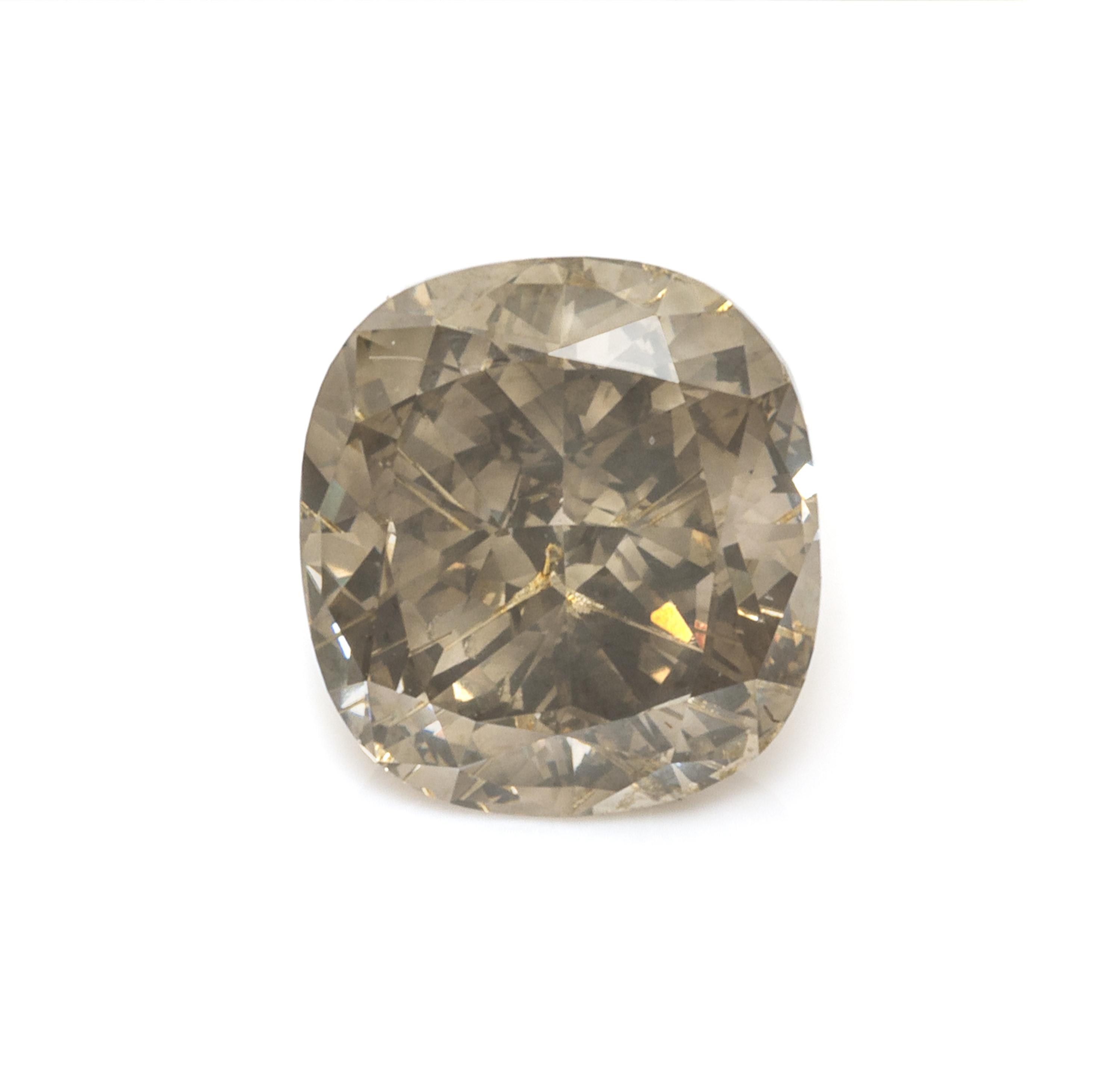 A 2.19 Carat Cushion Cut Fancy Dark Greenish Gray Diamond,