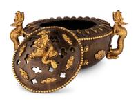 A Chinese Bronze Censer with Dragon Handles