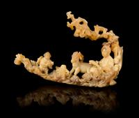 A Rare Horn Carving of a Raft Height 4 1/2 inches. — 18TH CENTURY