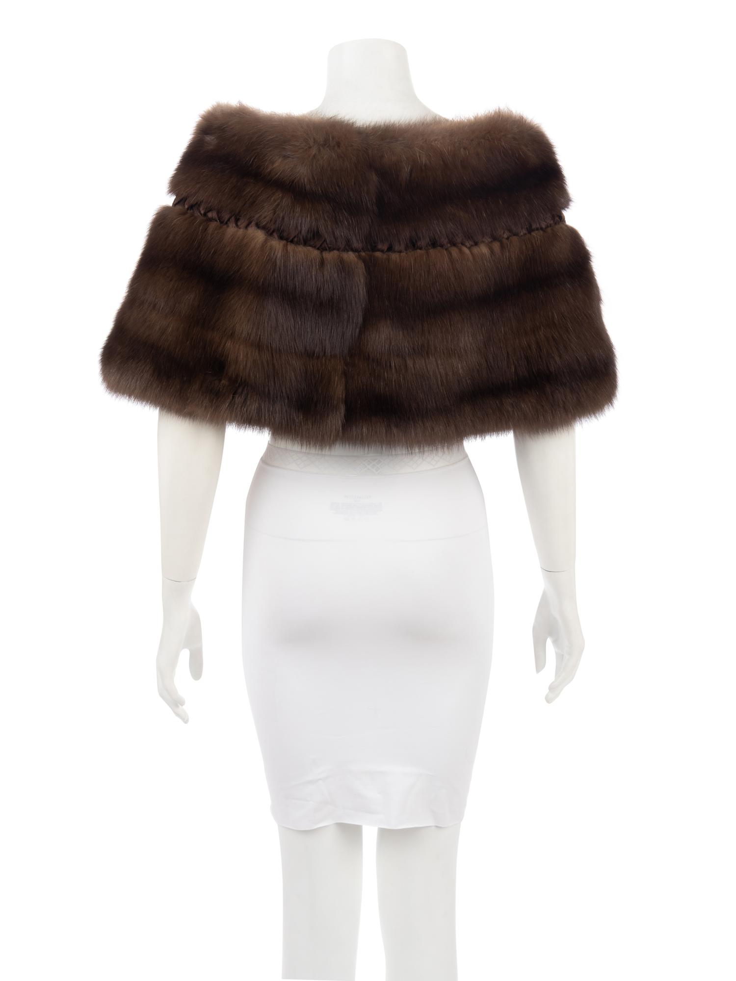 J. Mendel Sable Shrug with Satin Ribbon Bow