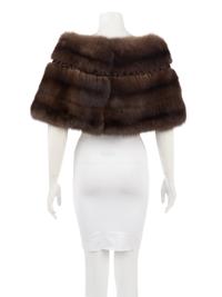 J. Mendel Sable Shrug with Satin Ribbon Bow