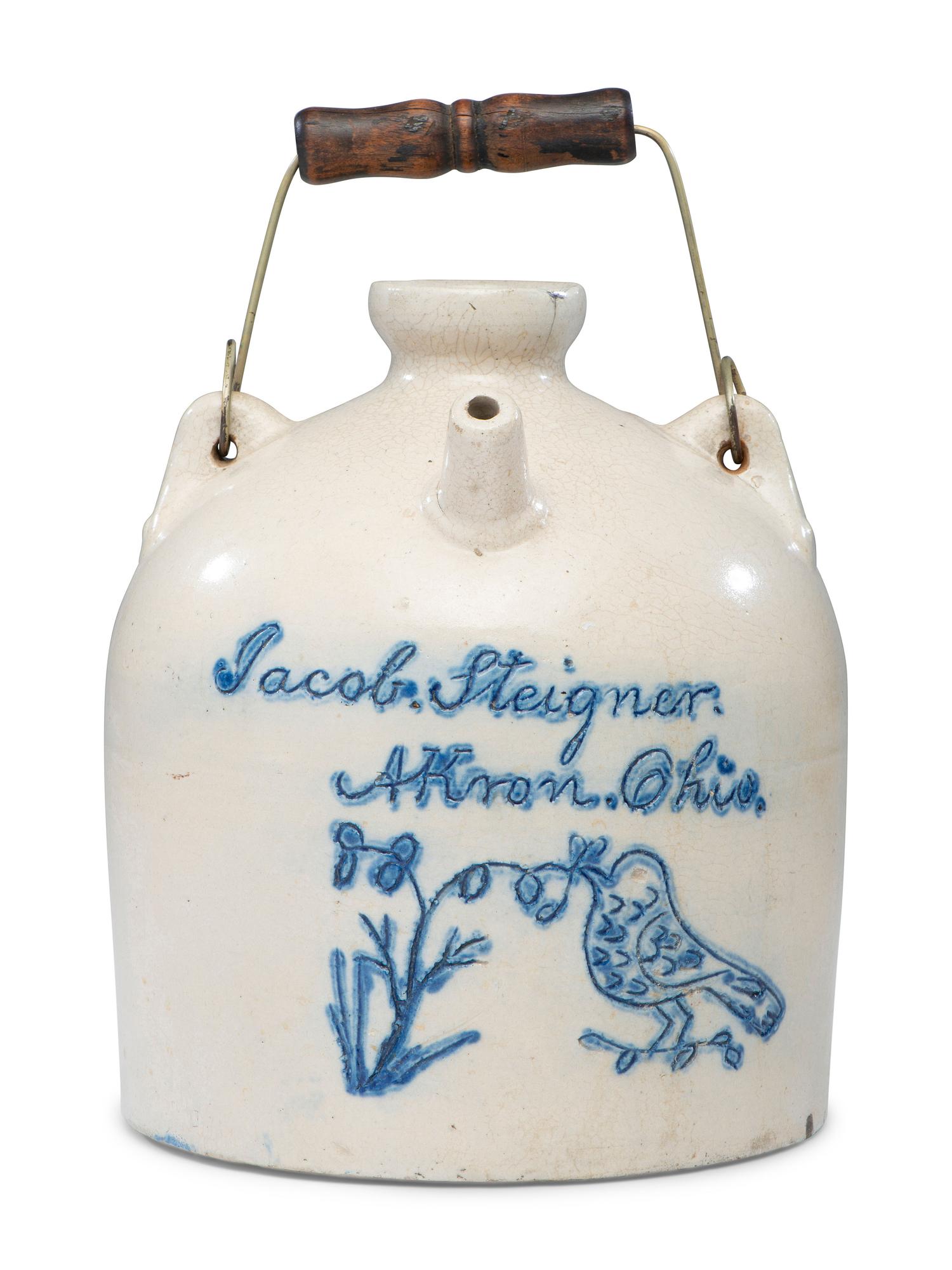 A Cobalt Decorated Stoneware Harvest or Field Jug Attributed to Wingerter Pottery