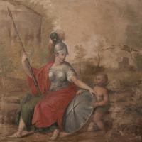 A Continental Painted Canvas Scenic Panel