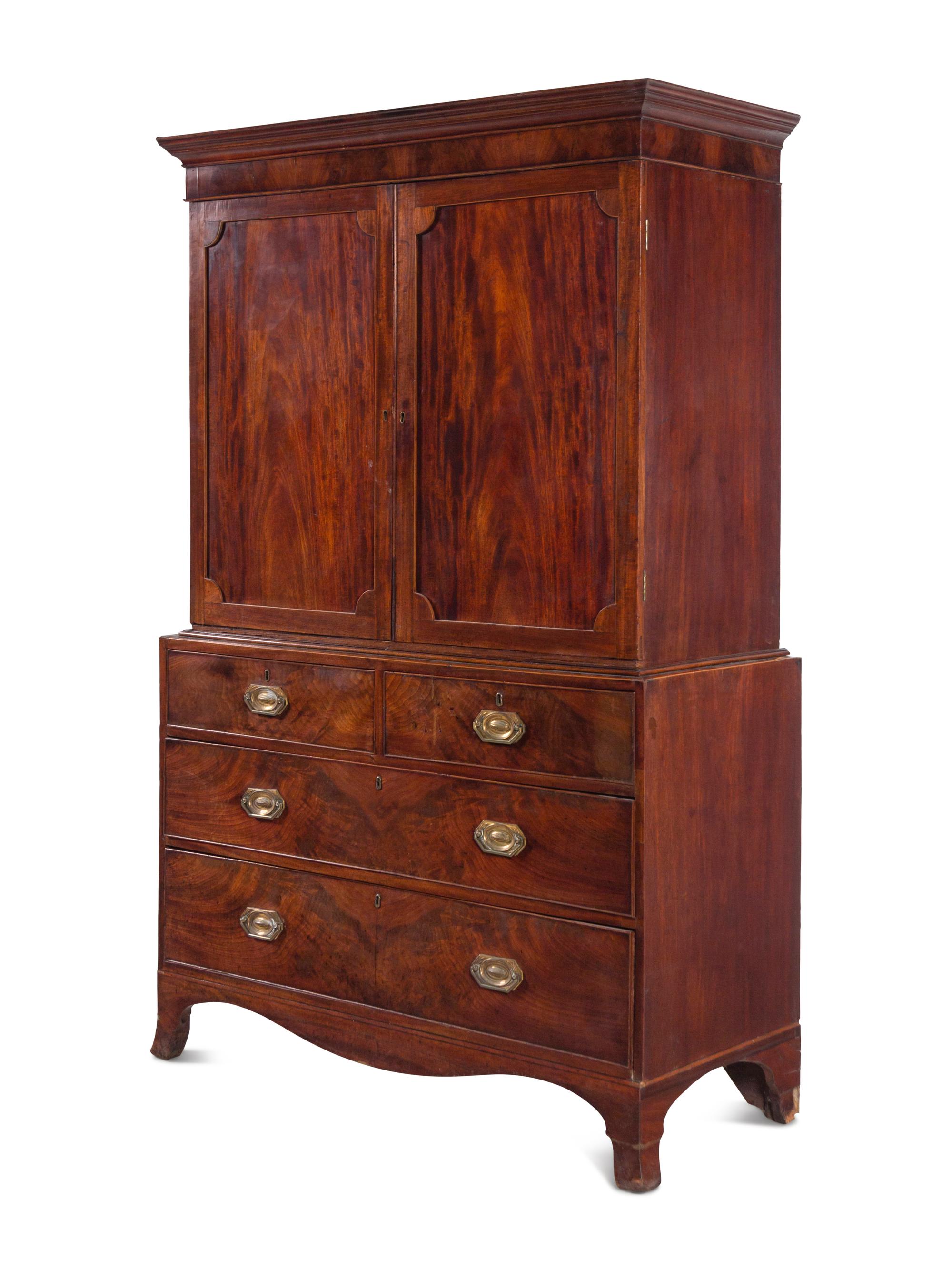 A George III Style Mahogany Linen Press