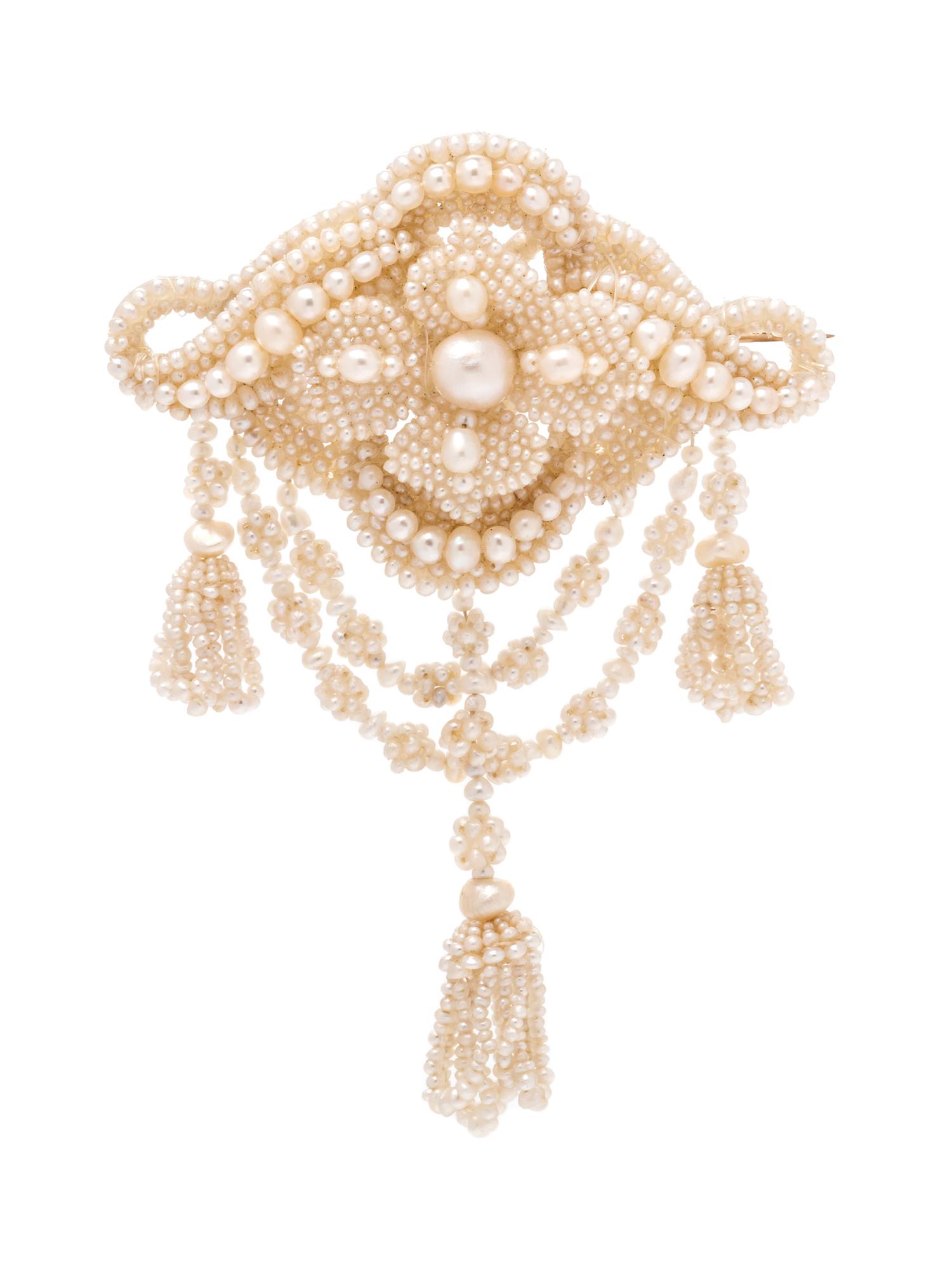A Victorian Natural Pearl Brooch, Tiffany & Co., Circa 1860's,