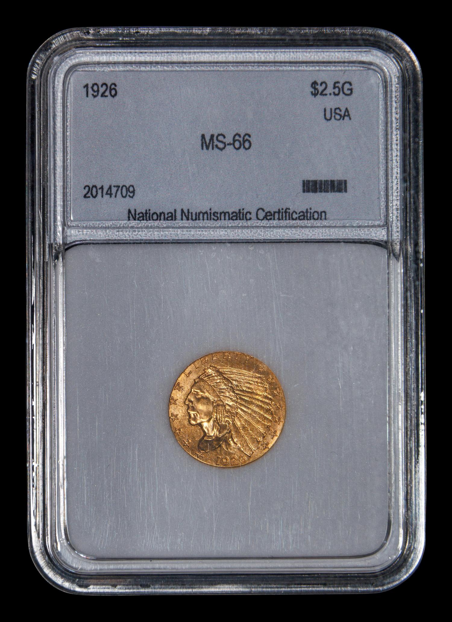 An 1926 Indian Head $2.50 Gold Coin