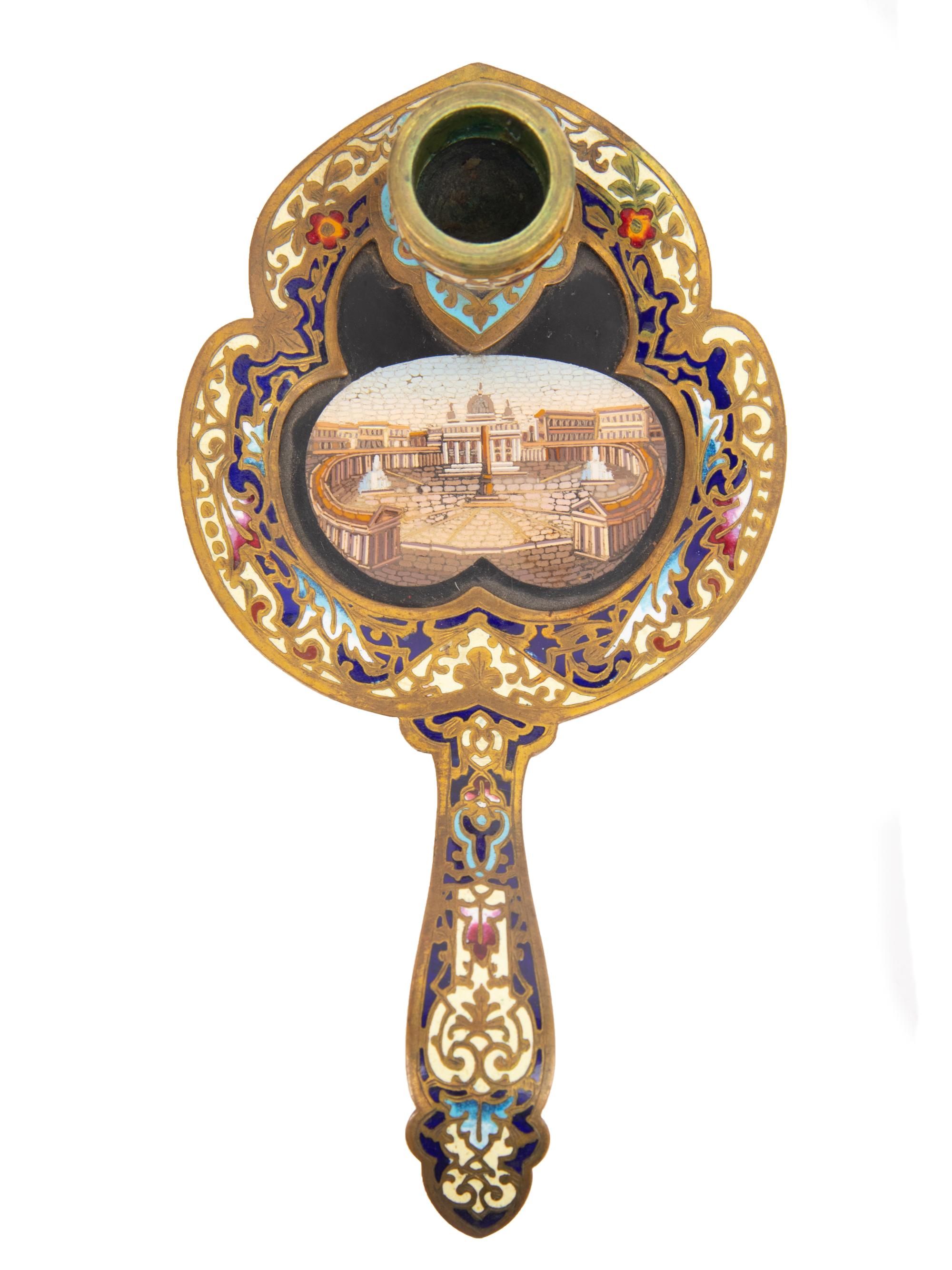 An Italian Micromosaic and Pietra Dura Chamber Stick