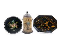 A Group of Three Tole Painted Serving Articles
