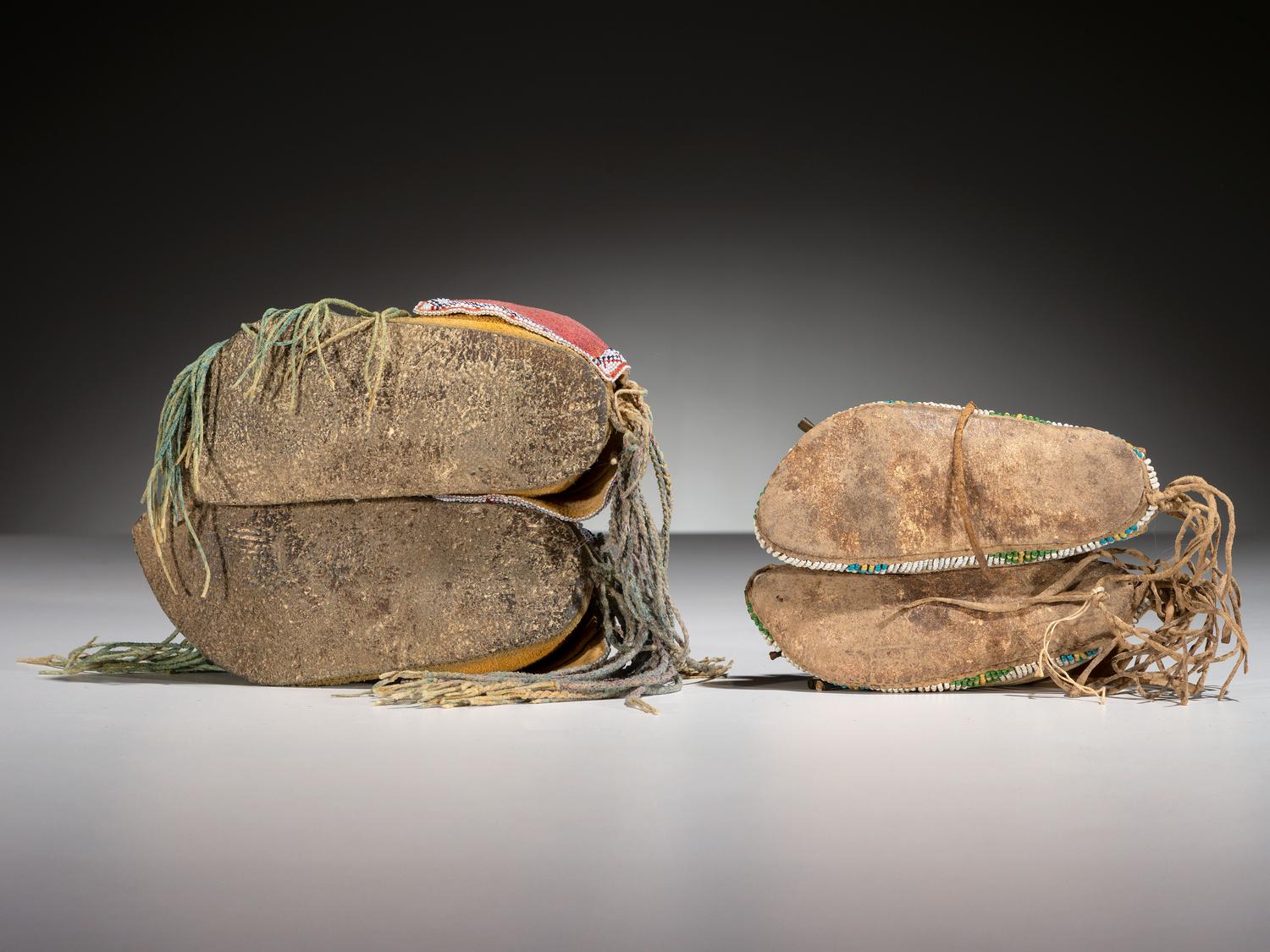 Kiowa Child's Beaded Hide Moccasins