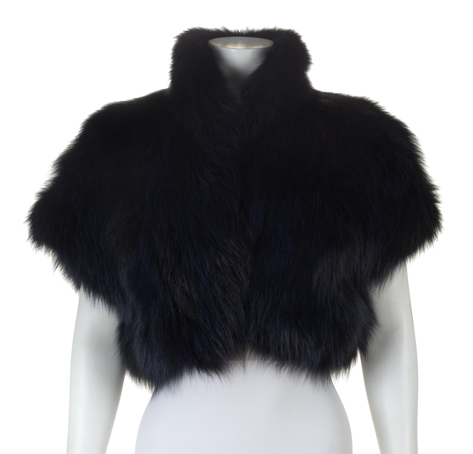 A Gucci Blue Fur Crop Vest, Size 42.