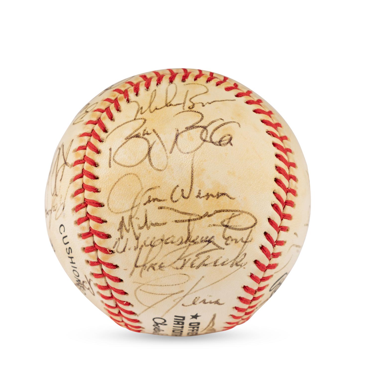 A 1986 Pittsburgh Pirates Team Signed Autograph Baseball Including Early Career Barry Bonds Signature