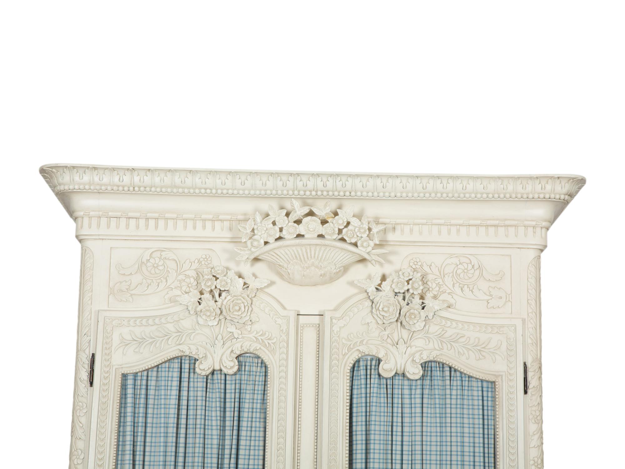 A French Provincial Style White Painted Glazed Door Bookcase