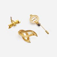 A Collection of Three 14K Yellow Gold Pins