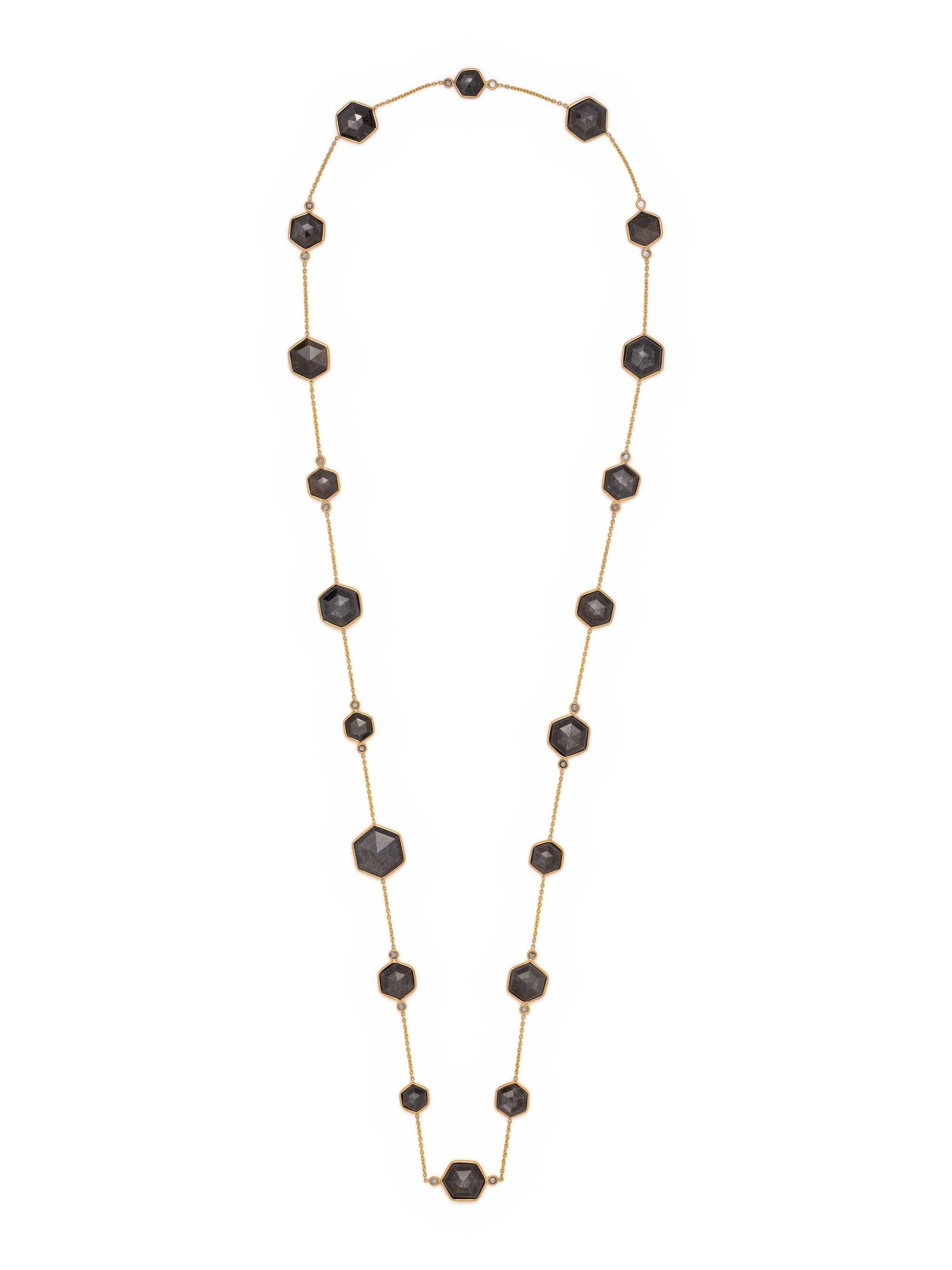 YELLOW GOLD, GREY SAPPHIRE AND DIAMOND NECKLACE