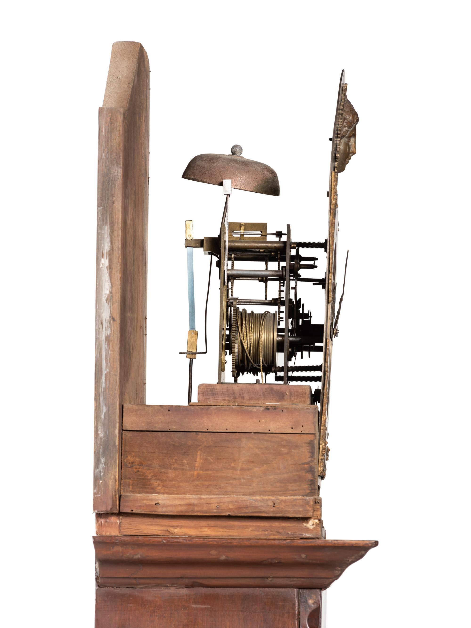 A Federal Carved Cherrywood Tall Case Clock