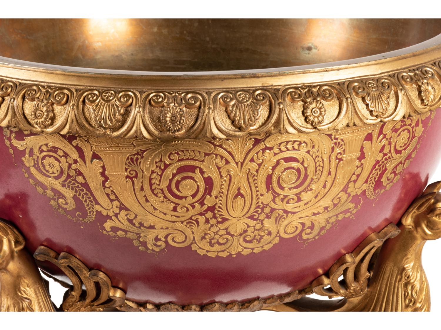 A Sèvres Style Gilt Bronze Mounted Porcelain Jardinière on Stand