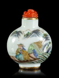 A Famille Rose Porcelain Snuff Bottle