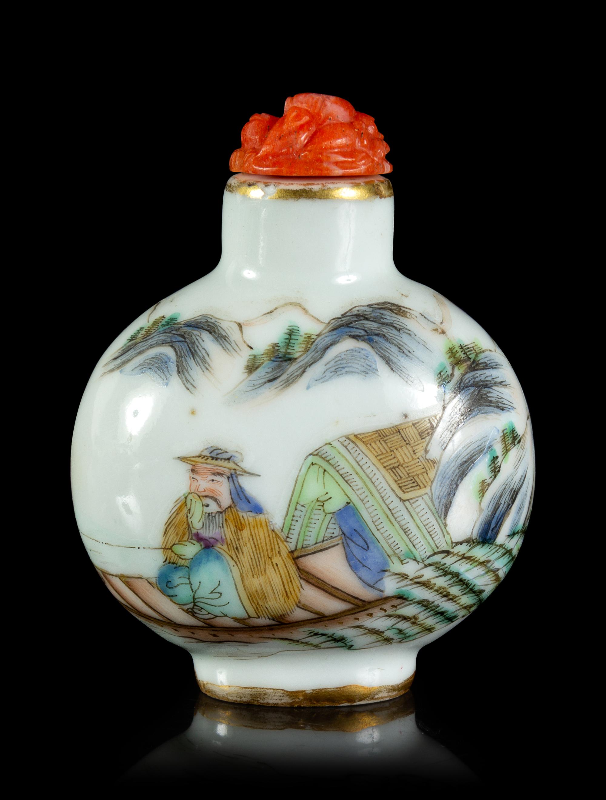 A Famille Rose Porcelain Snuff Bottle