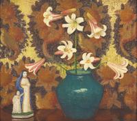 Lilies in Turquoise Vase