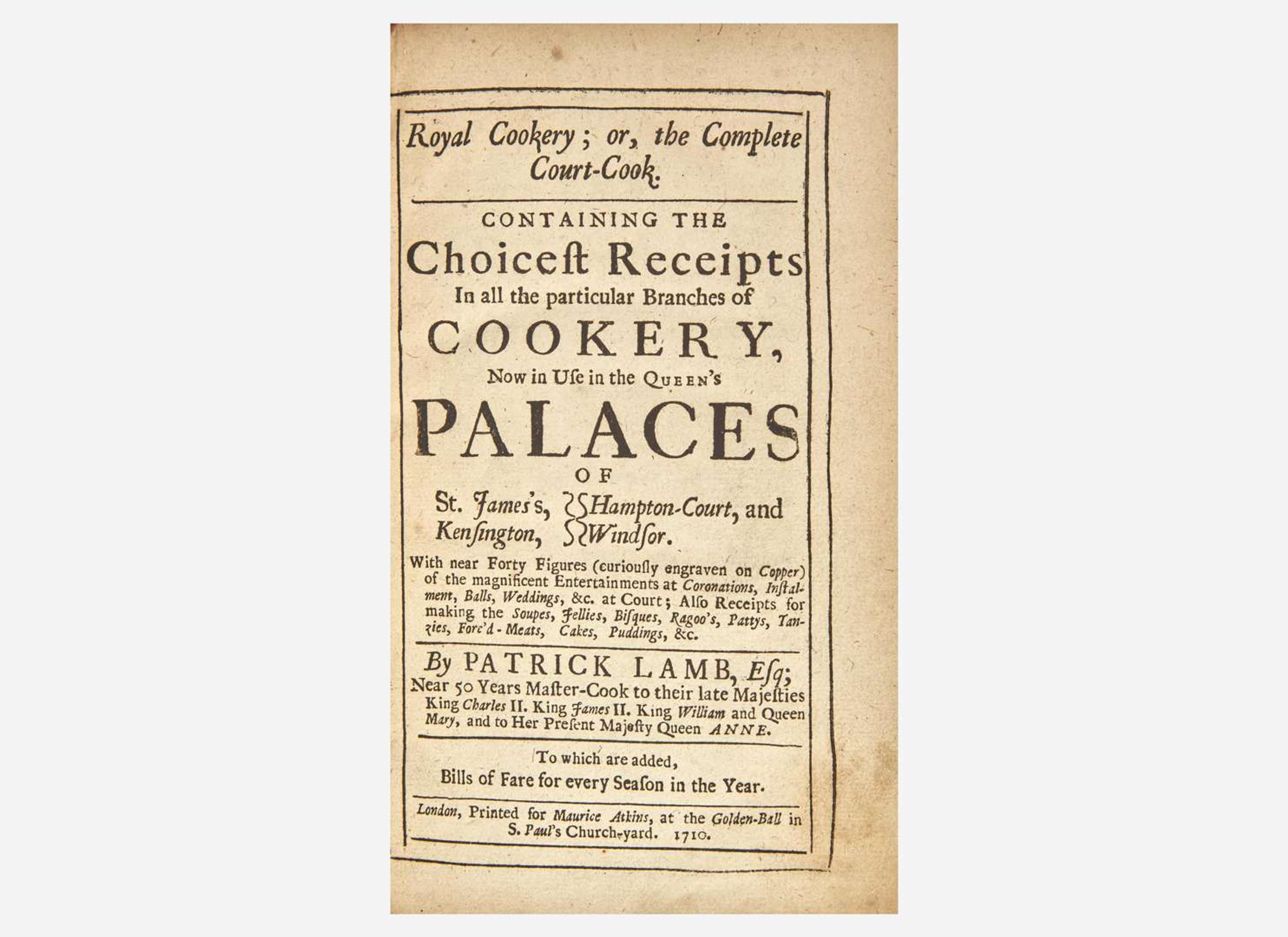 [Food & Drink] Lamb, Patrick: Royal Cookery; or, the Complete Court-Cook...
