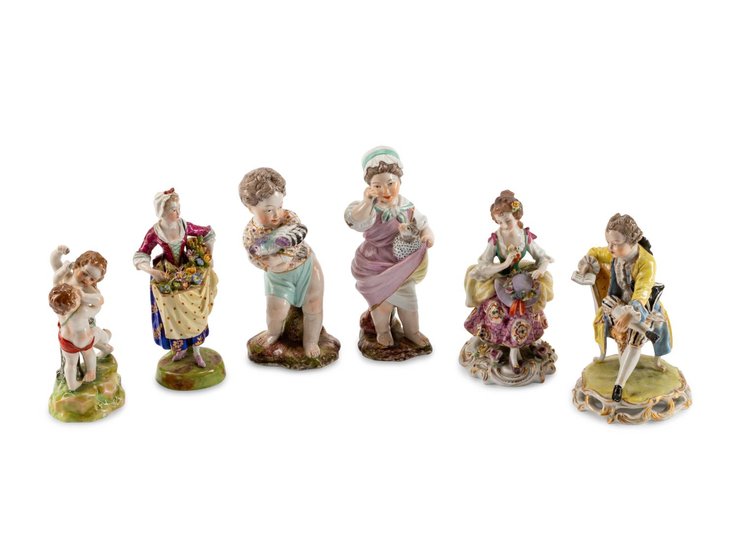 Six Continental Porcelain Figures