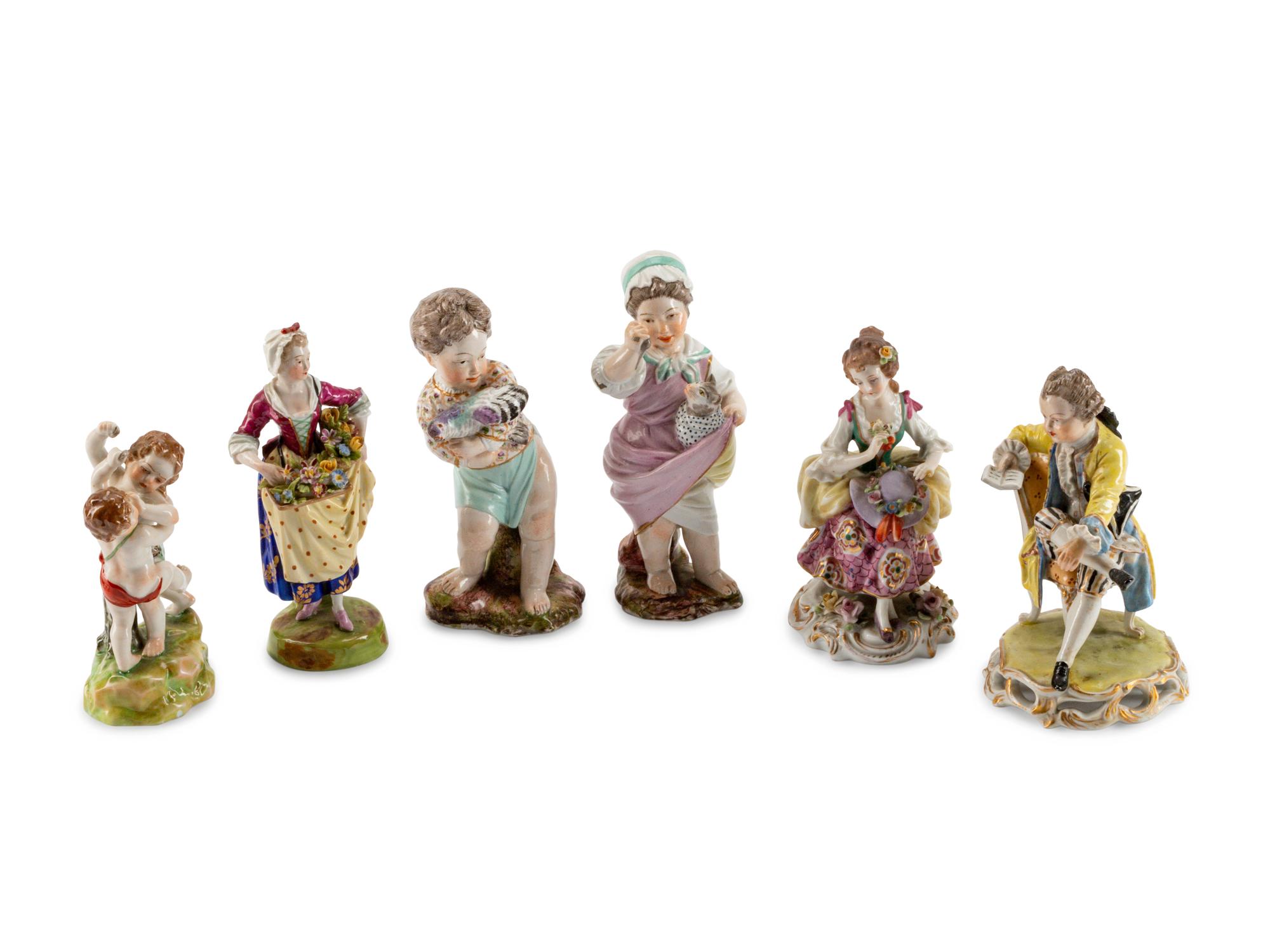 Six Continental Porcelain Figures