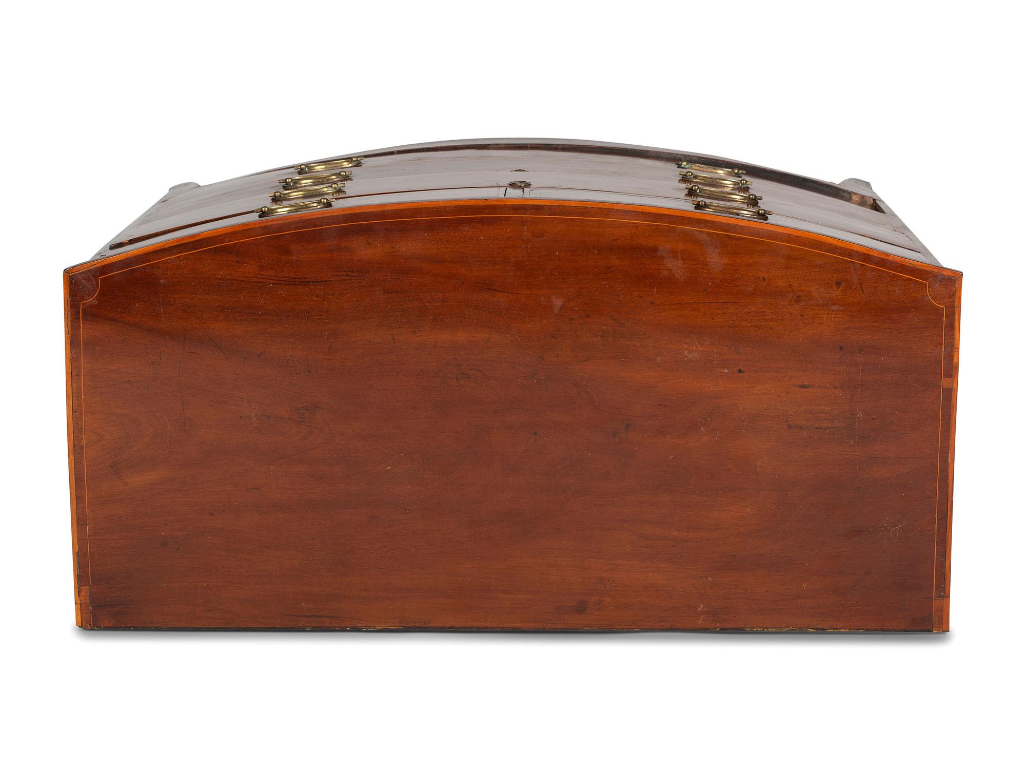 A Regency Satinwood-Inlaid Mahogany Bowfront Chest of Drawers