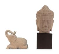 Two Southeast Asian Carved Sandstone Figures — 20TH CENTURY