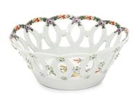 A Worcester Porcelain Reticulated Basket