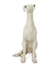 A White Painted Cast Metal Sculpture of a Dog — 20TH CENTURY