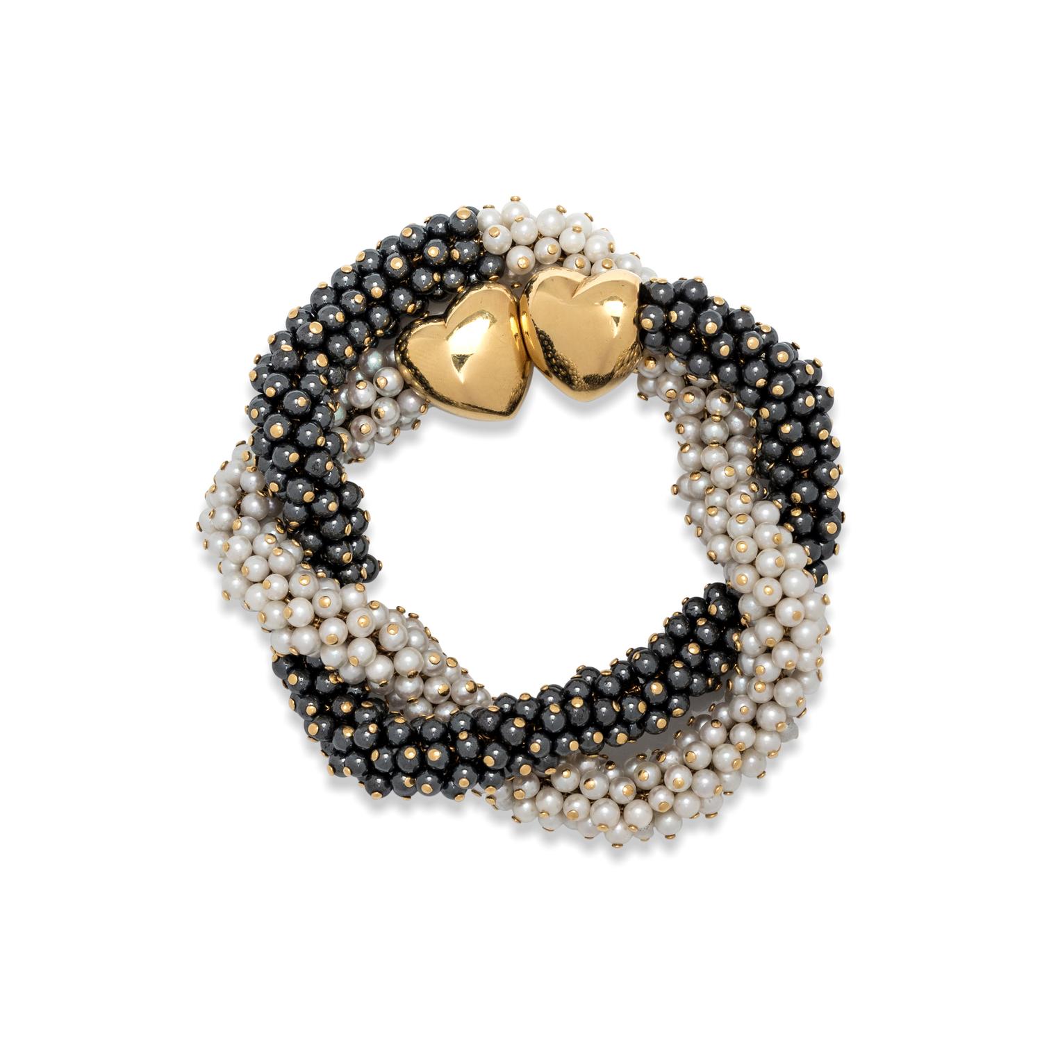 VAN CLEEF & ARPELS, CULTURED PEARL AND HEMATITE NECKLACE/BRACELET
