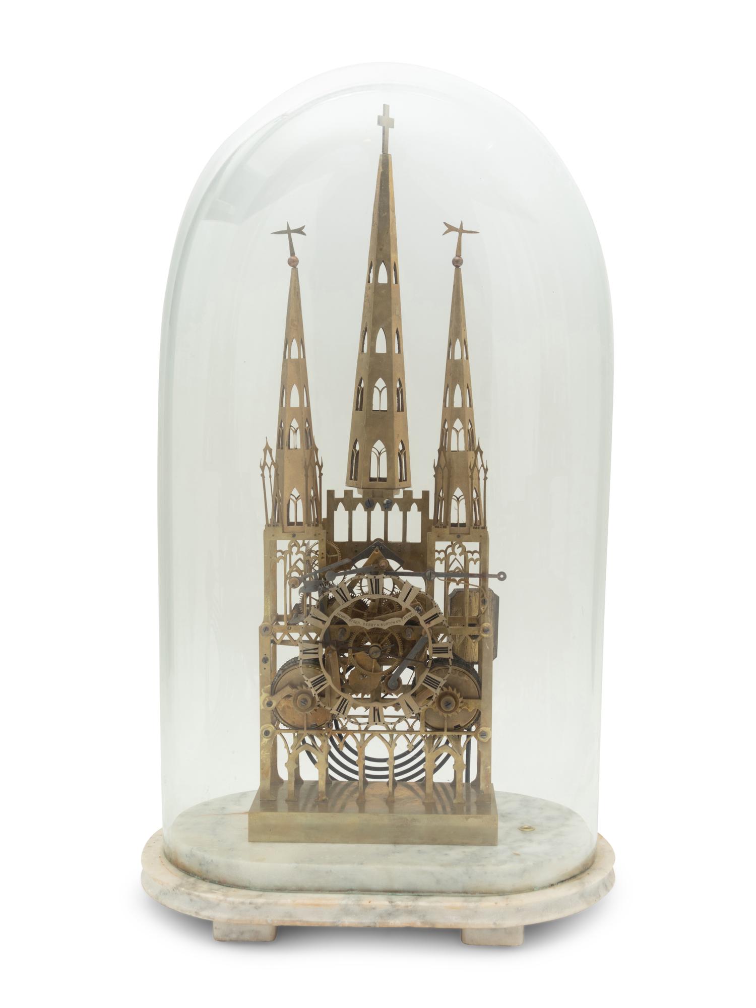 An English Brass Cathedral Skeleton Clock