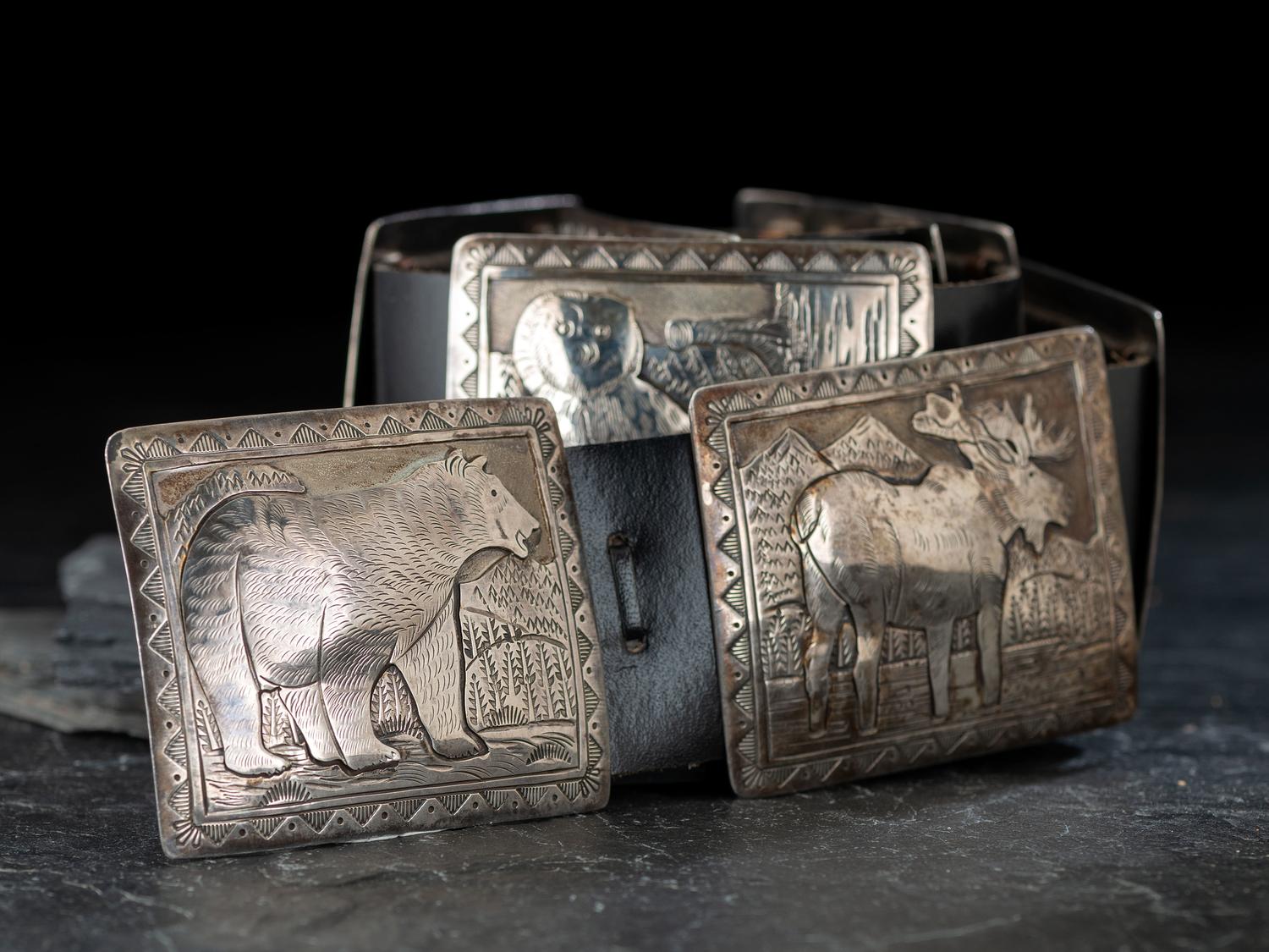 Navajo Sterling Silver Storyteller Concha Belt, with Woodland Creatures