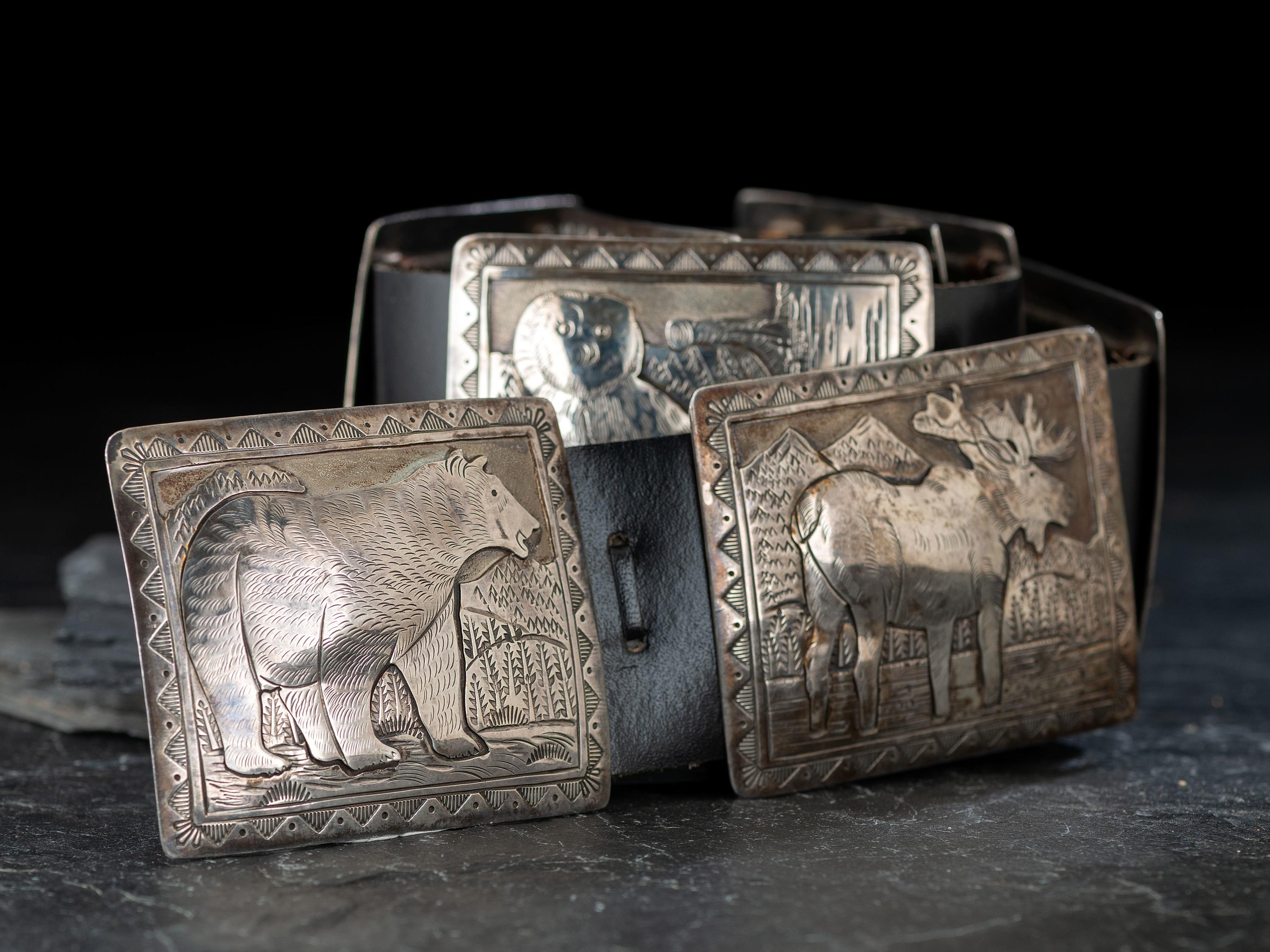 Navajo Sterling Silver Storyteller Concha Belt, with Woodland Creatures