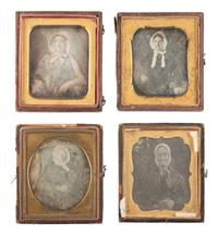 [EARLY PHOTOGRAPHY]. 21 sixth plate daguerreotypes of women wearing hats and bonnets.