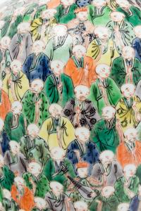 A Famille Verte Porcelain 'Five Hundreds Luohans' Vase