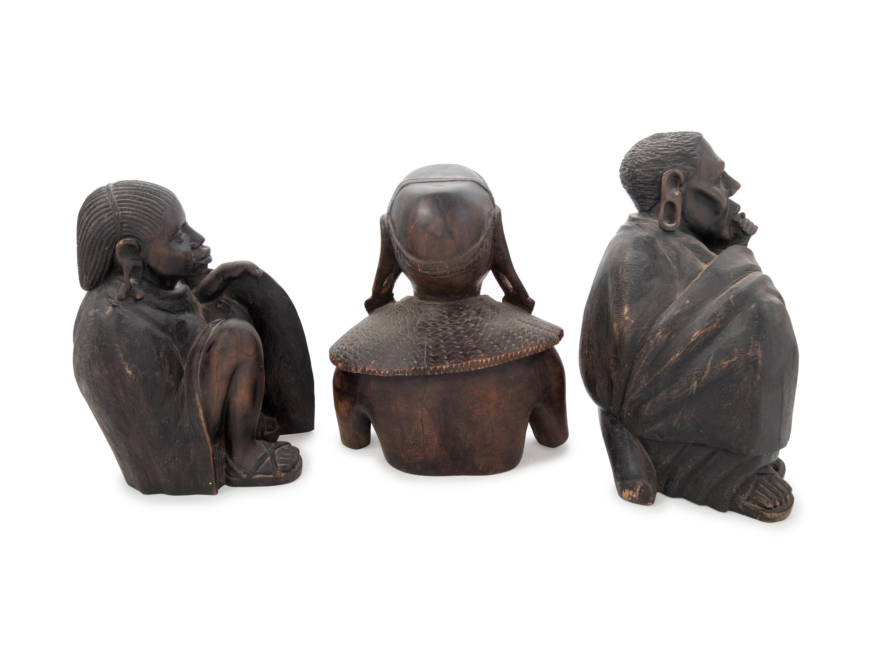 Three African Carved Wood Figures