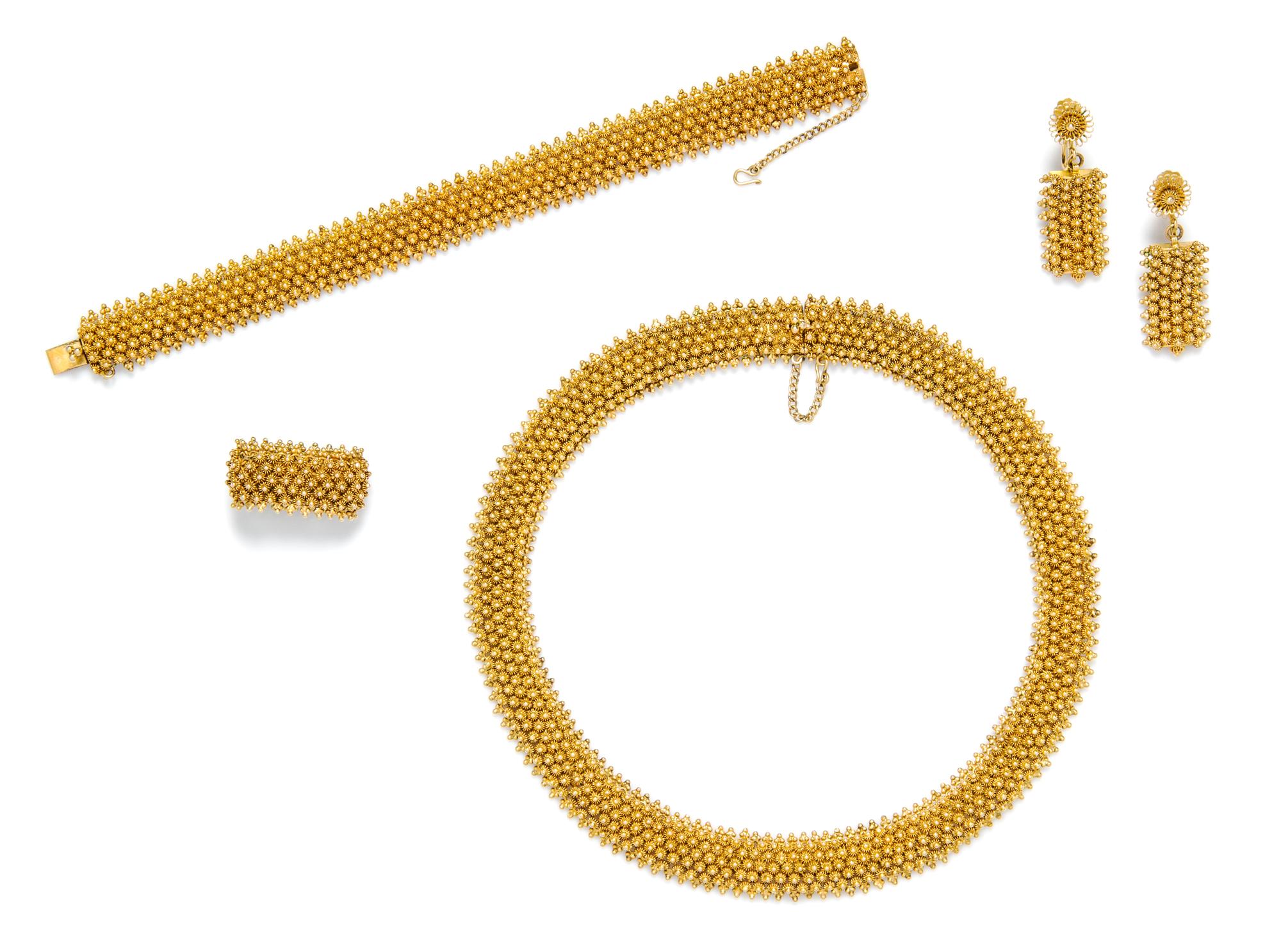A 14 Karat Yellow Gold Parure, 73.30 dwts.