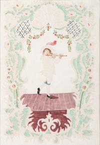 Seven Figural Pinprick and Watercolor Pictures