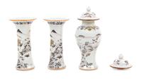 Three Chinese Export Grisalle Painted Porcelain Vases