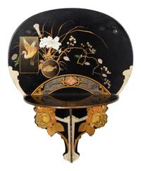 A Pair of Victorian 'Japonesque' Painted Fan-Form Wall Brackets
