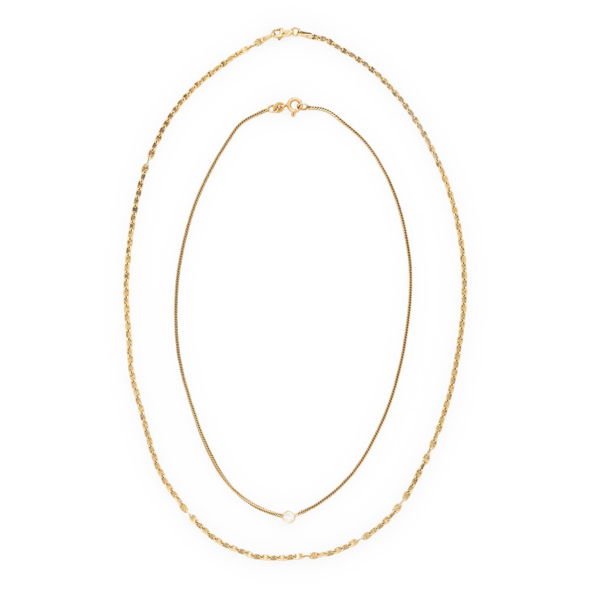 Two Yellow Gold Chain Necklaces