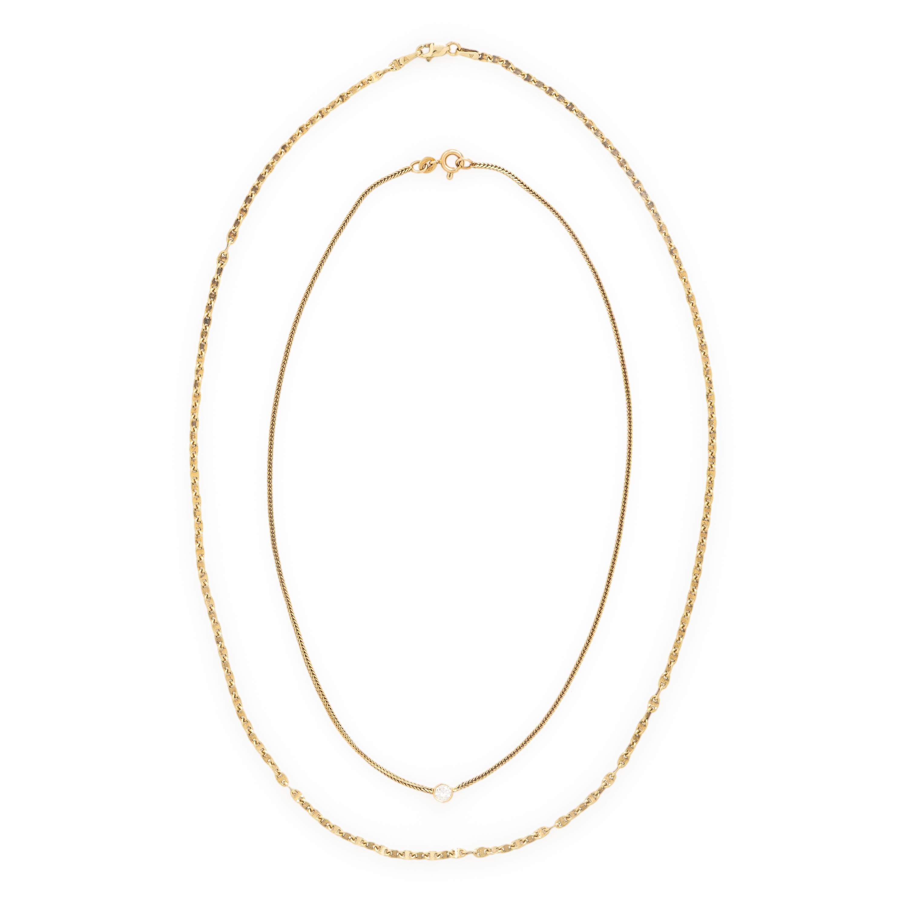 Two Yellow Gold Chain Necklaces