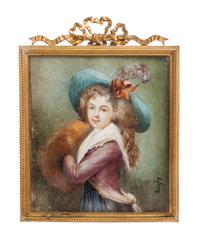 A Portrait Miniature 4 3/4 x 4 1/4 inches.