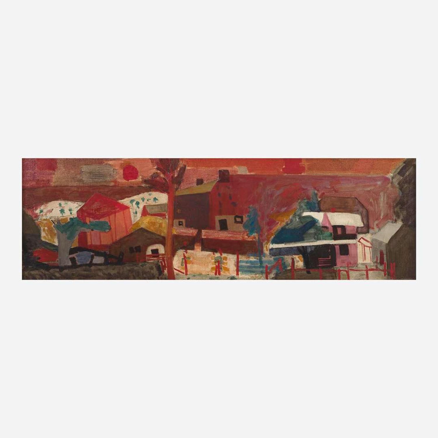 Lee Gatch (American, 1902-1968) Red Landscape (Red Barn)