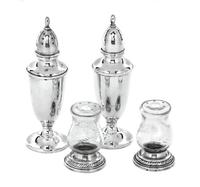 A Group of Four American Silver Salt Shakers, Mermod Jaccard King and Newport Sterling, the Newport shakers with glass tops and weighte